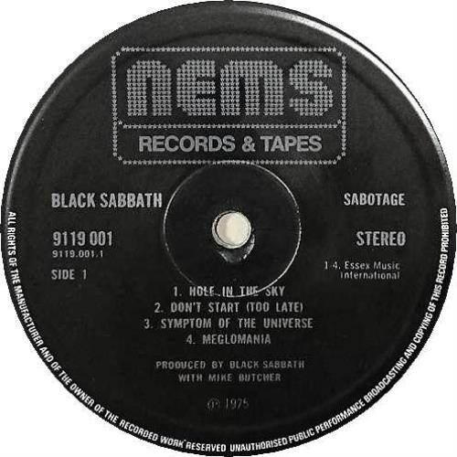 BLACK SABBATH☆Sabotage UK Nems オリジナル 【公式通販】